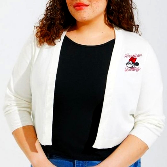 ❤️NWT VINTAGE TORRID CARDIGAN - DISNEY MINNIE MOUSE - AMERICANA SHRUG SWEATER - Picture 1 of 10